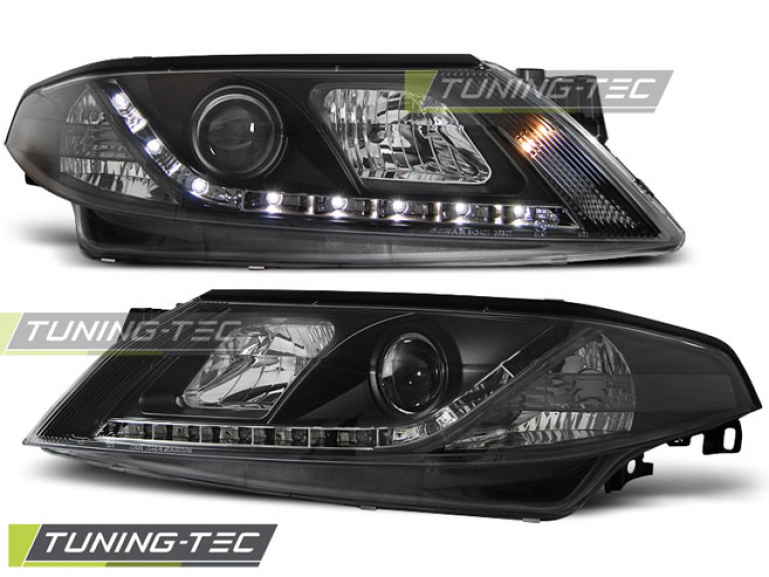 LED Tagfahrlicht Design Scheinwerfer für Renault Laguna 2 01-05 schwarz